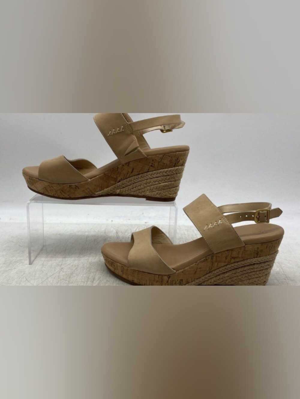 UGG Elena Nubuck Leather Slingback Platform Wedge Sandals Size 9 Used Exc - Picture 3 of 9